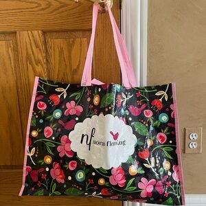 Nora Fleming Floral Tote Bag - Black and Pink